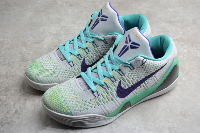 nike zoom kobe 9 ix grey green purple shoes 630487-005