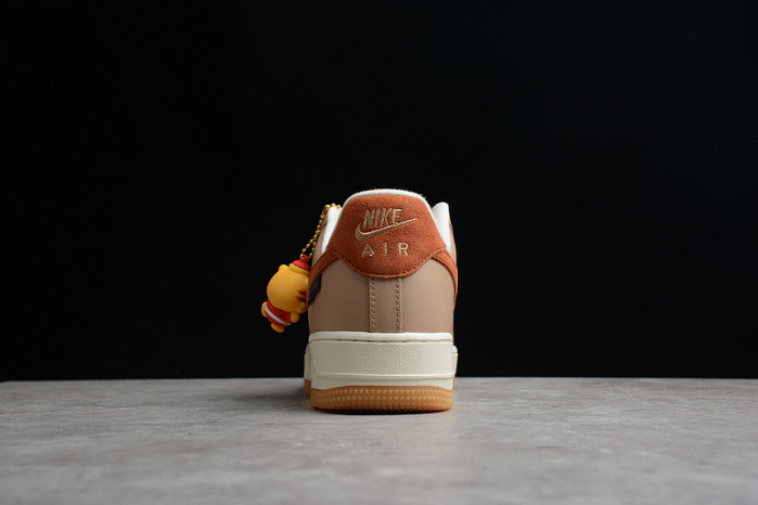nike air force 1 07 ess white brown metallic gold shoes cw2288-686