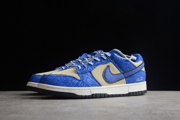 nike dunk low jackie robinson 75 yrs beige white royal blue dy2203-400
