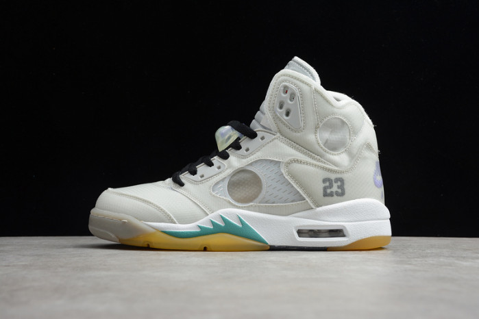 2020 ow x air jordan 5 grey/green-white ct8480-105