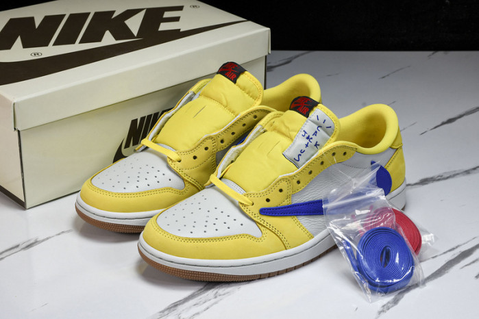 travis scott x air jordan aj 1 low“canary” dz4137-700