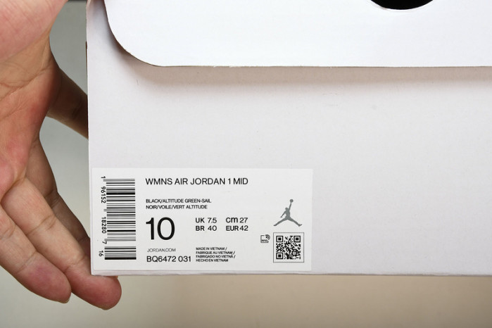 air jordan 1 mid“green black” bq6472-031
